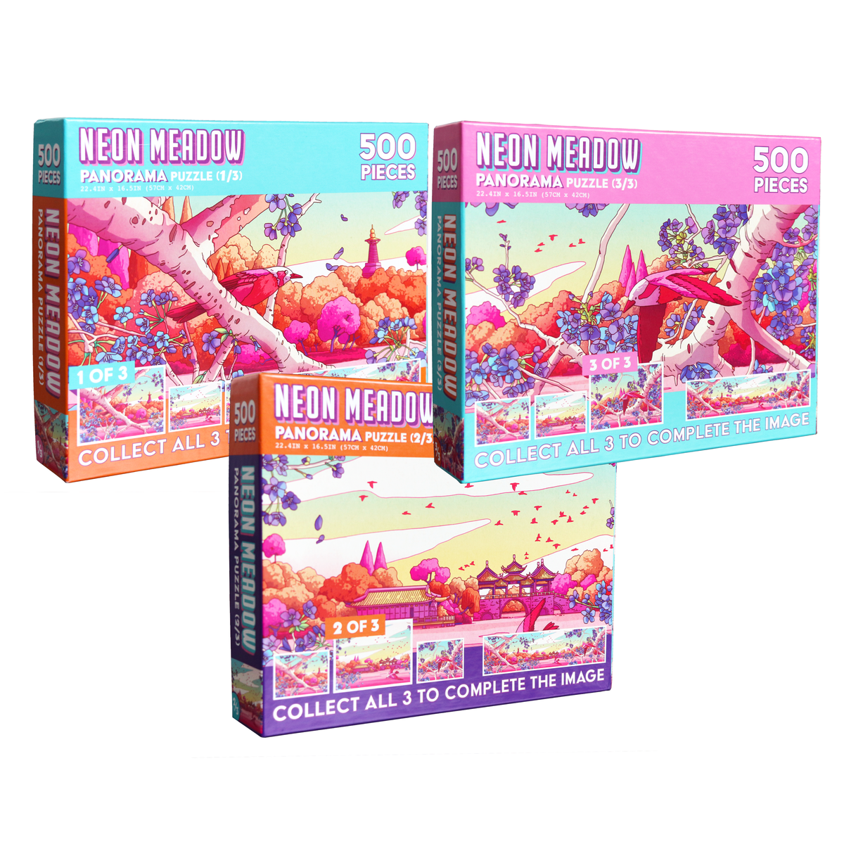 Neon Meadow Jigsaw Puzzle 500pcs (3 Pack) – Kess Entertainment Neon Meadow Jigsaw Puzzle 500pcs (3 Pack) – Kess Entertainment